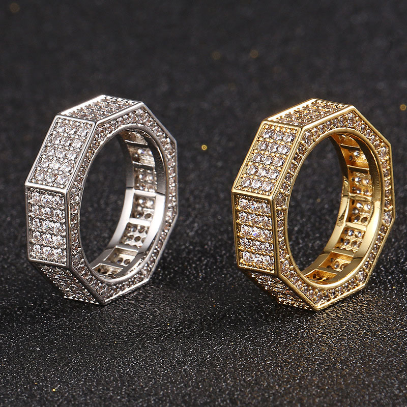 Iced Out Octagonal Ring Gold Premium Look Without Heavy Price