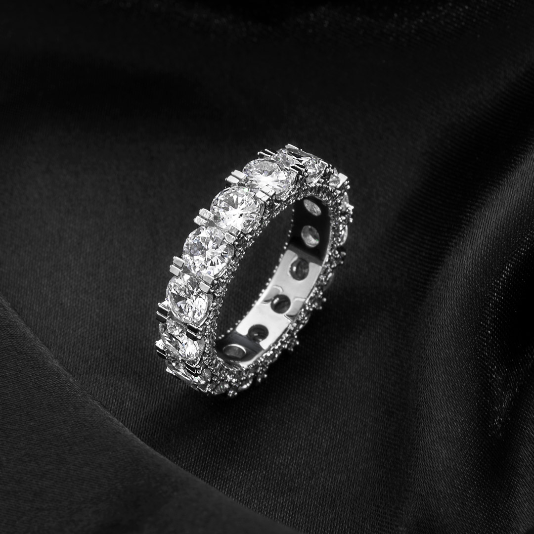5mm Round Cut Micro Pave Band Bold Statement Style With Street Luxury - Image 3