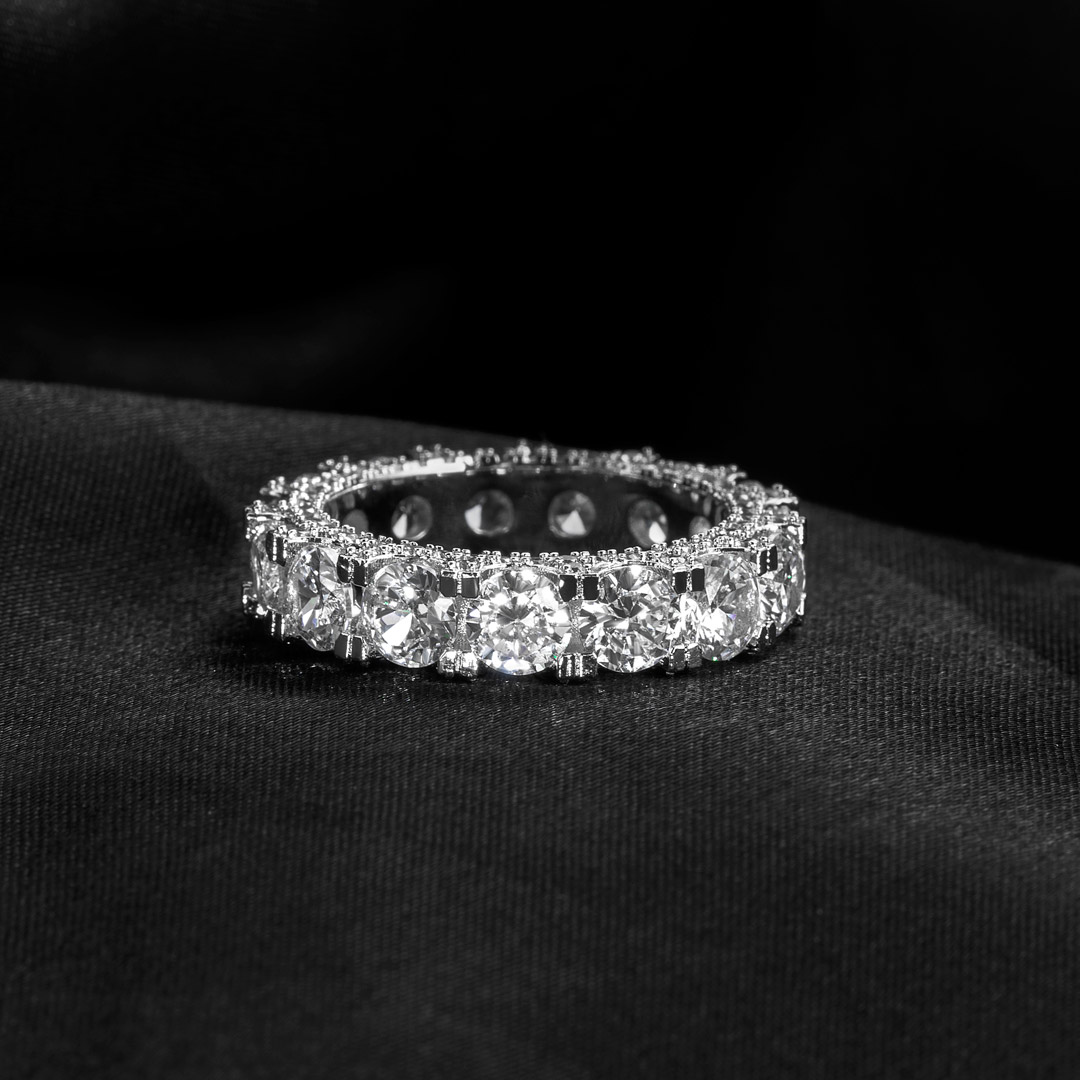 5mm Round Cut Micro Pave Band Bold Statement Style With Street Luxury - Image 5