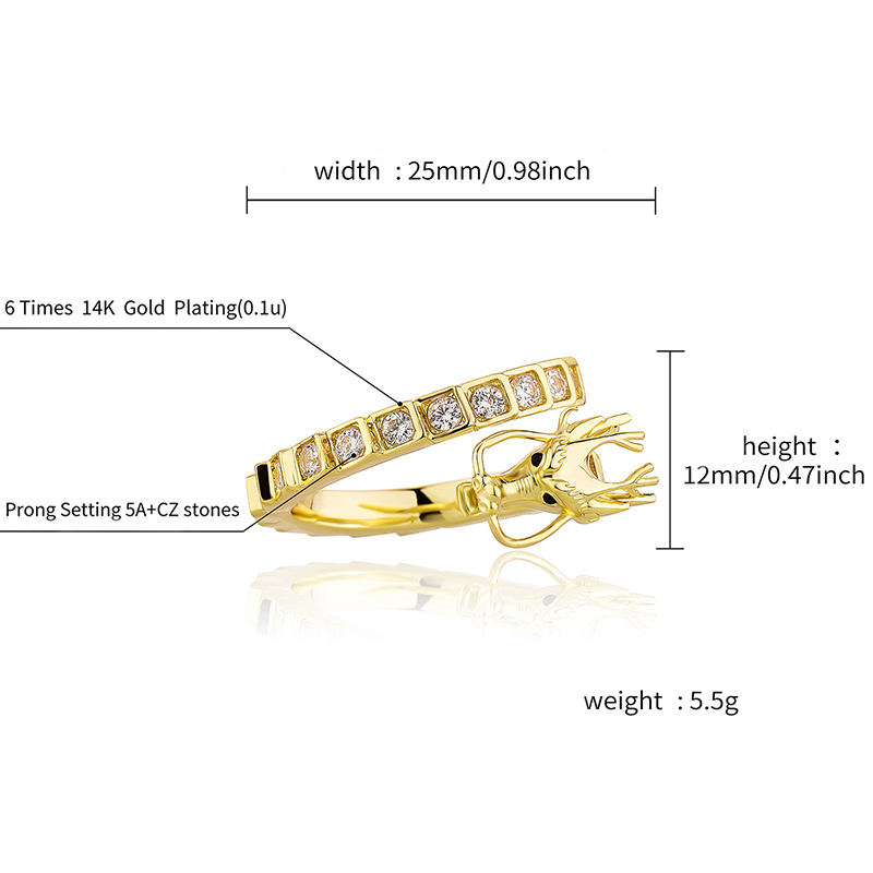 Iced Out Dragon Open Rings Gold With Street Luxury Shine - Image 7