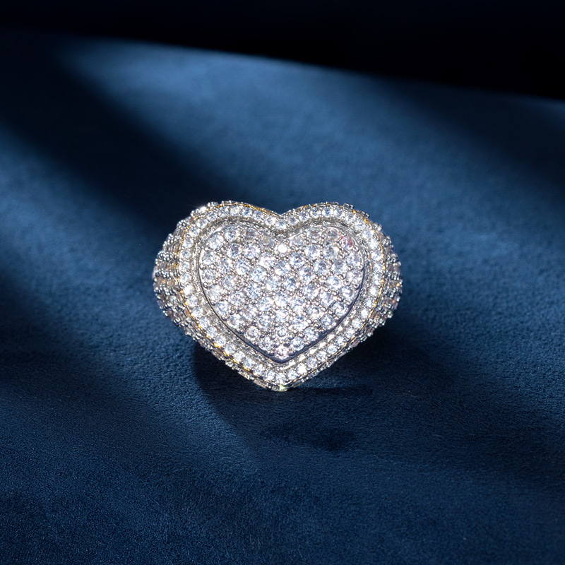 Iced Out Two-tone Heart Ring Gold With Street Luxury Shine - Image 6