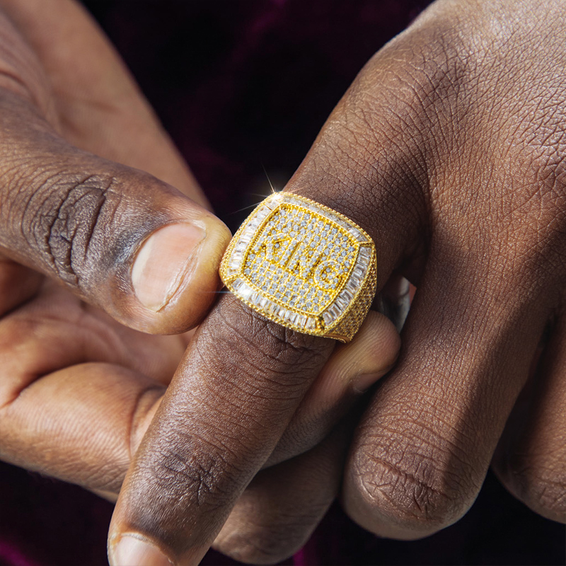 Iced Out 3d Custom Baguette Name Ring Gold With Street Luxury Shine - Image 4