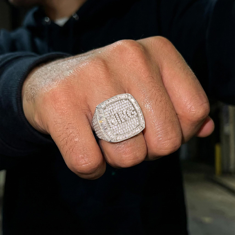 Iced Out 3d Custom Baguette Name Ring Gold With Street Luxury Shine - Image 8