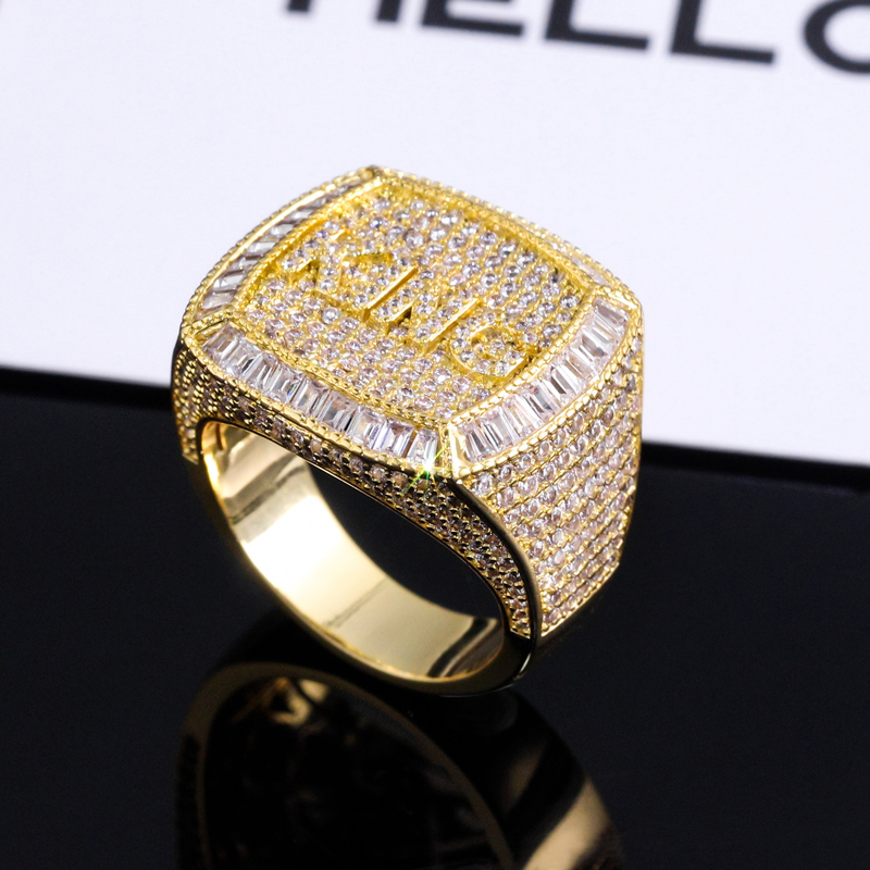 Iced Out 3d Custom Baguette Name Ring Gold With Street Luxury Shine