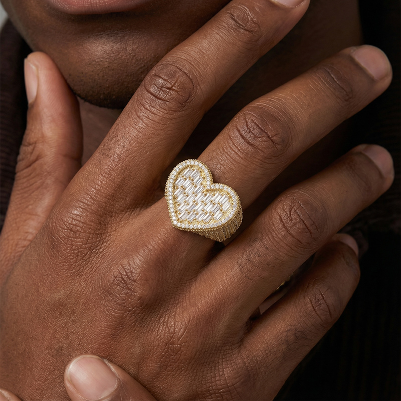 Heart-shaped Baguette Cut Ring Bold Statement Style With Street Luxury - Image 4