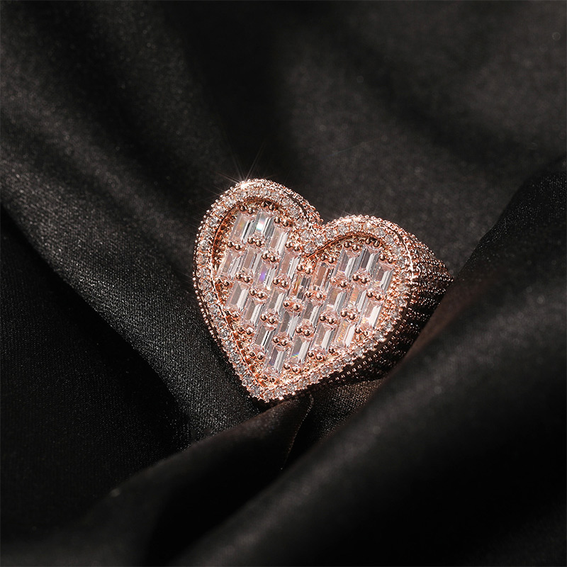 Heart-shaped Baguette Cut Ring Bold Statement Style With Street Luxury - Image 5