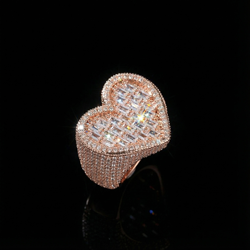 Heart-shaped Baguette Cut Ring Bold Statement Style With Street Luxury - Image 6