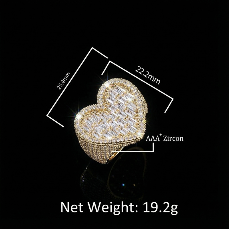 Heart-shaped Baguette Cut Ring Bold Statement Style With Street Luxury - Image 7