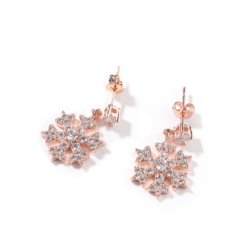 Iced Out Snowflake Drop Stud Earrings Gold With Street Luxury Shine - Image 4