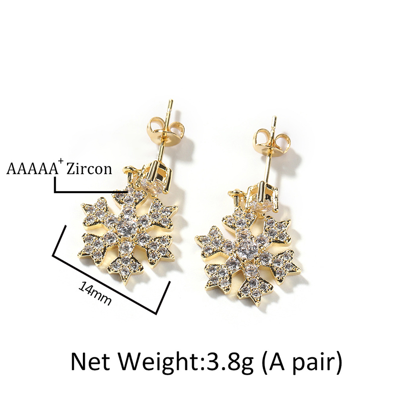 Iced Out Snowflake Drop Stud Earrings Gold With Street Luxury Shine - Image 5