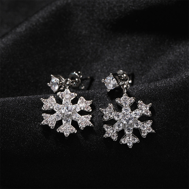 Iced Out Snowflake Drop Stud Earrings Gold With Street Luxury Shine