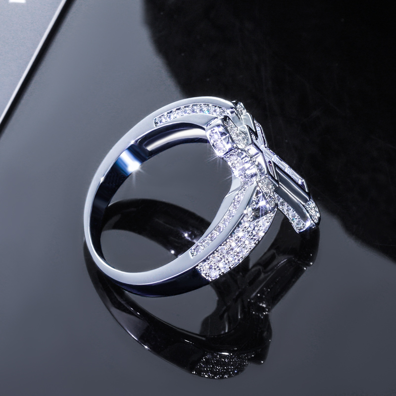 Iced Out Purple/white Baguette Cut Cross Ring Gold With Street Luxury Shine - Image 7