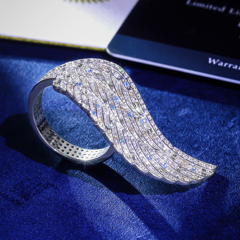 Iced Out Colorful Angel Wing Ring Gold With Street Luxury Shine - Image 4