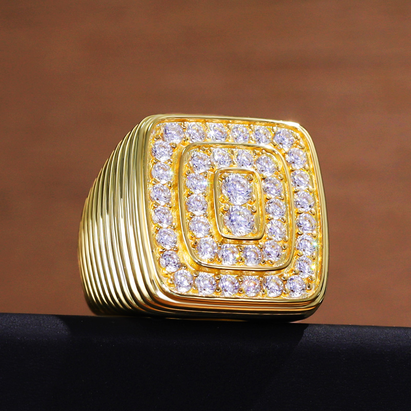 Iced Out Square Round Cut Ring In 18k Gold Plated With Street Luxury Shine - Image 5