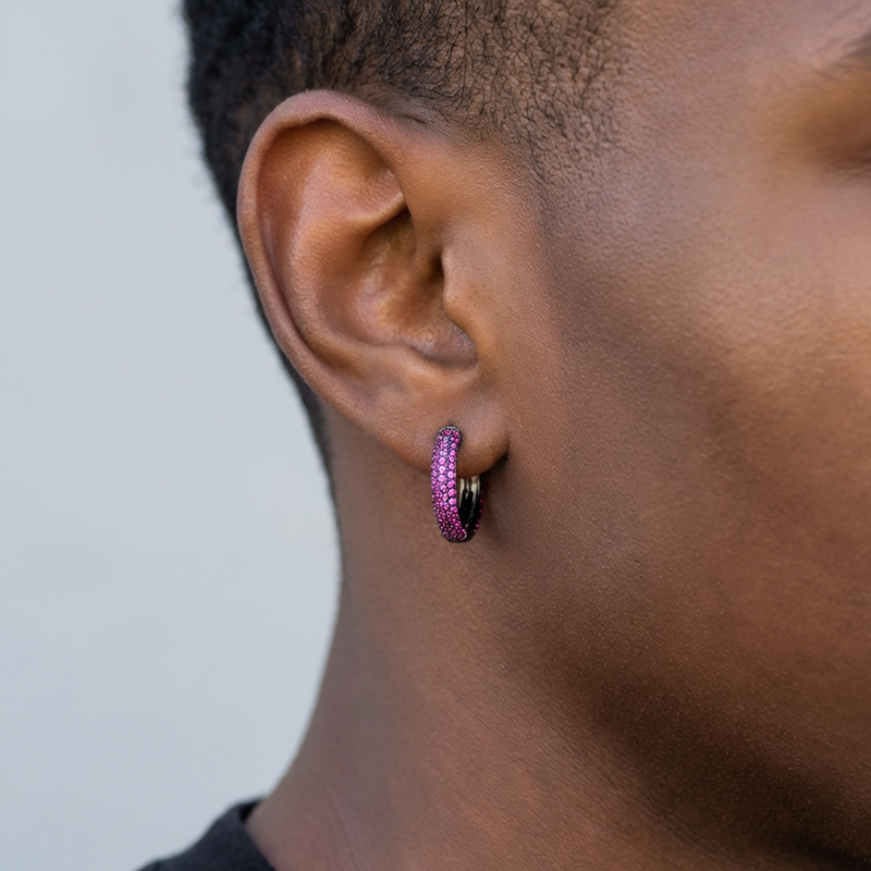 Iced Out Row Hoop Earrings Gold With Street Luxury Shine - Image 3