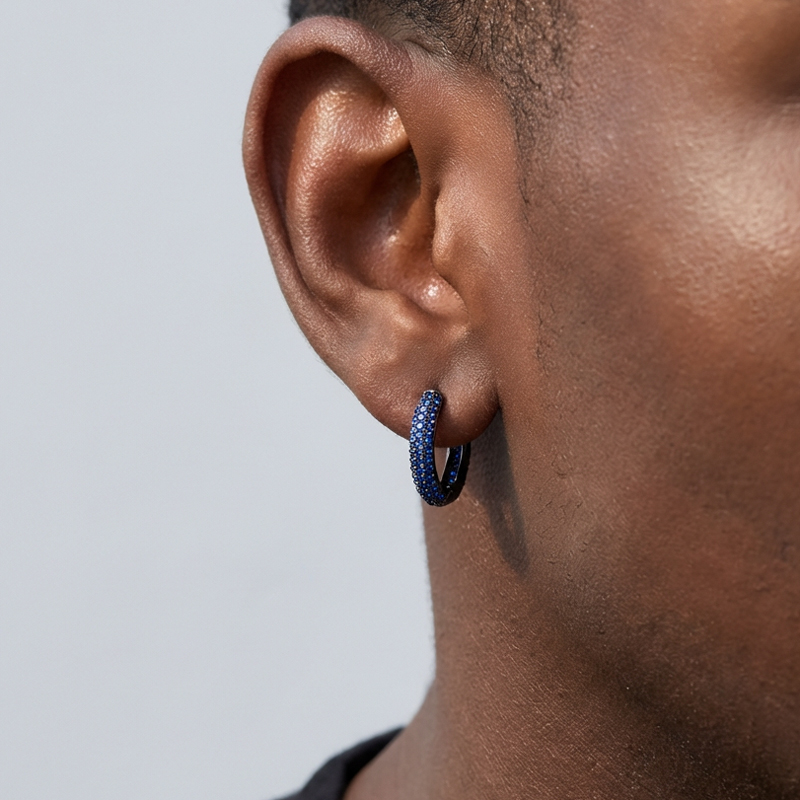Iced Out Row Hoop Earrings Gold With Street Luxury Shine - Image 4