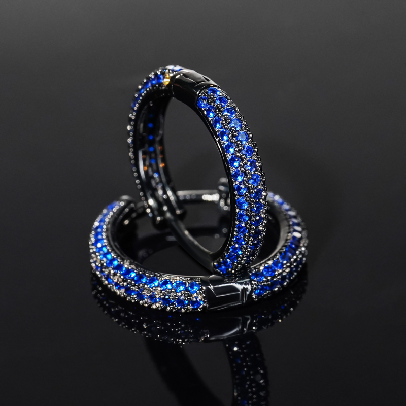 Iced Out Row Hoop Earrings Gold With Street Luxury Shine - Image 5