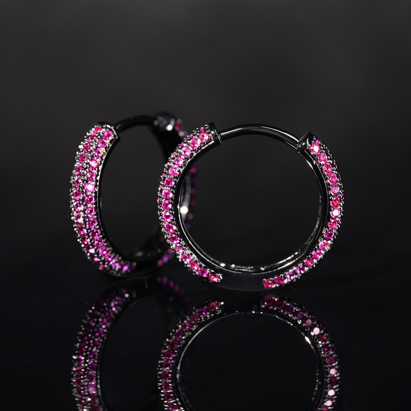 Iced Out Row Hoop Earrings Gold With Street Luxury Shine