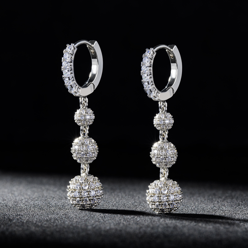 Fully Iced Out Ball Drop Earring Gold With Street Luxury Shine - Image 3
