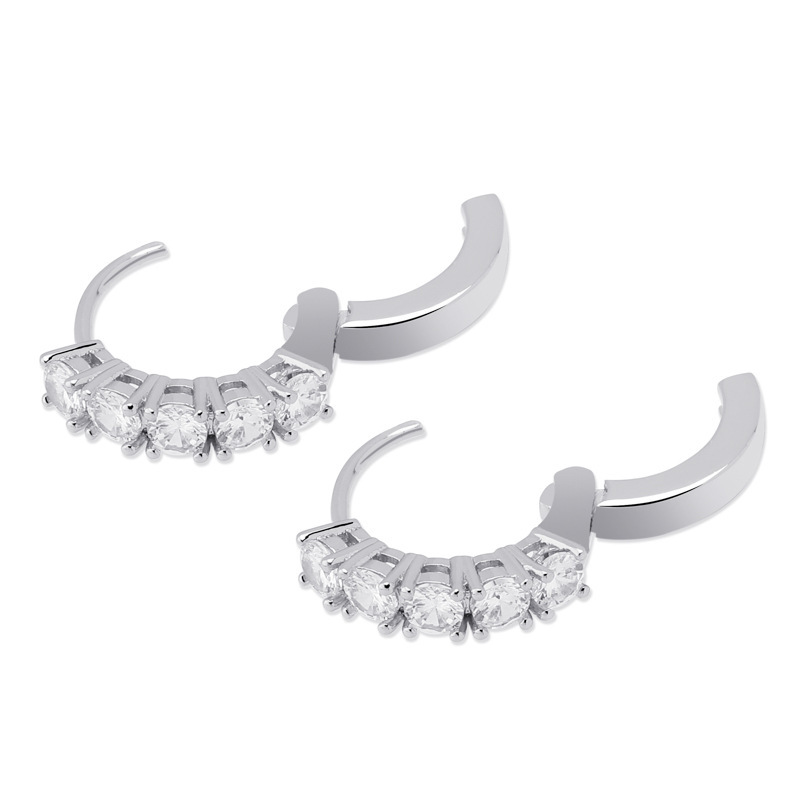 Iced Out Hoop Earring In 18k White Gold With Street Luxury Shine - Image 3
