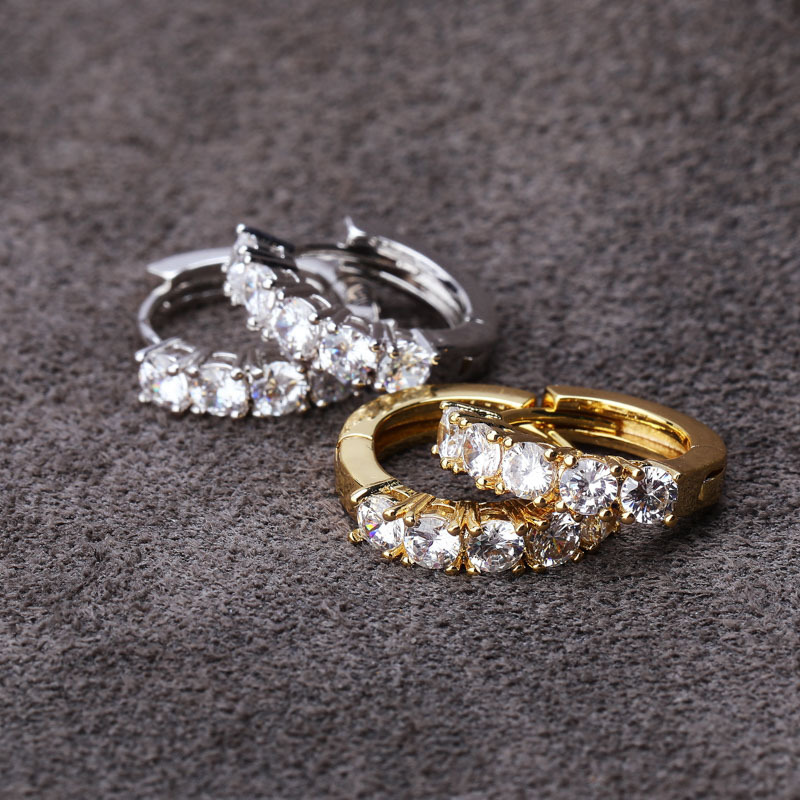 Iced Out Hoop Earring In 18k White Gold With Street Luxury Shine - Image 4