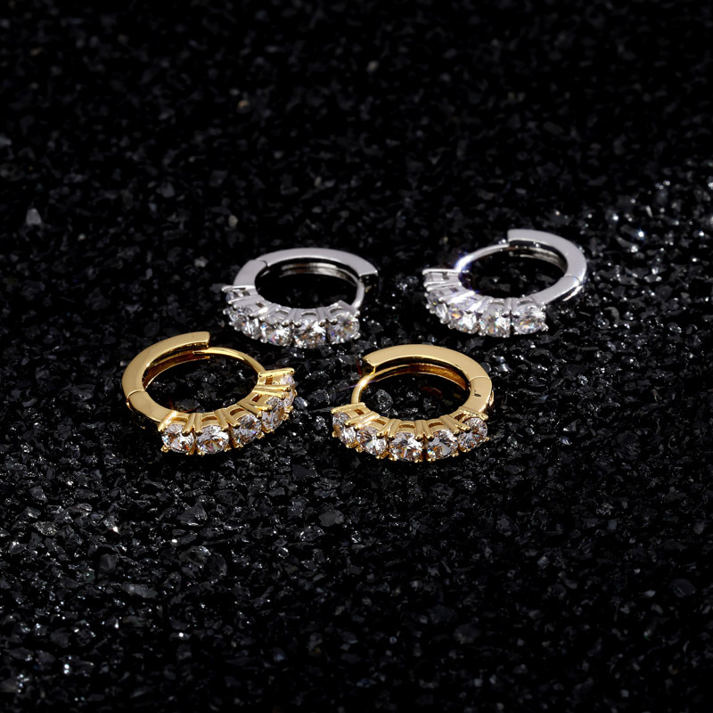 Iced Out Hoop Earring In 18k White Gold With Street Luxury Shine - Image 5