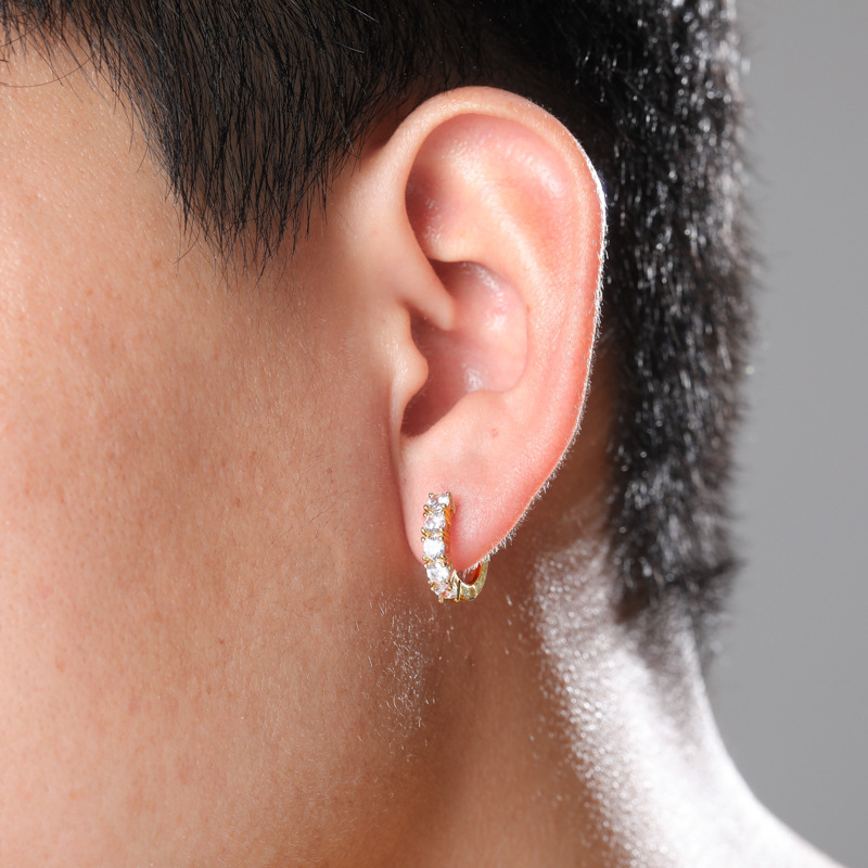 Iced Out Hoop Earring In 18k White Gold With Street Luxury Shine - Image 6