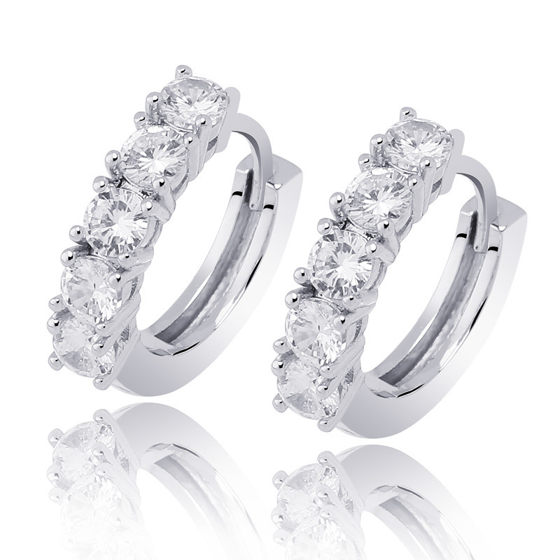 Iced Out Hoop Earring In 18k White Gold With Street Luxury Shine