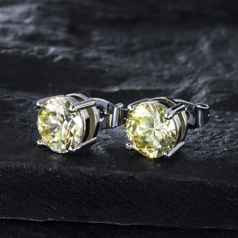 Olive Brilliant Round Cut Stud Earrings Gold With Street Luxury Shine - Image 3