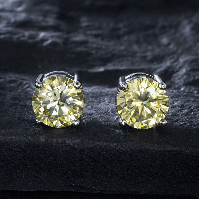 Olive Brilliant Round Cut Stud Earrings Gold With Street Luxury Shine