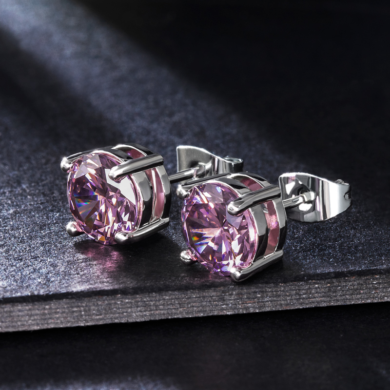 L-rhodolite Round Cut Stud Earrings Bold Statement Style With Street Luxury - Image 3
