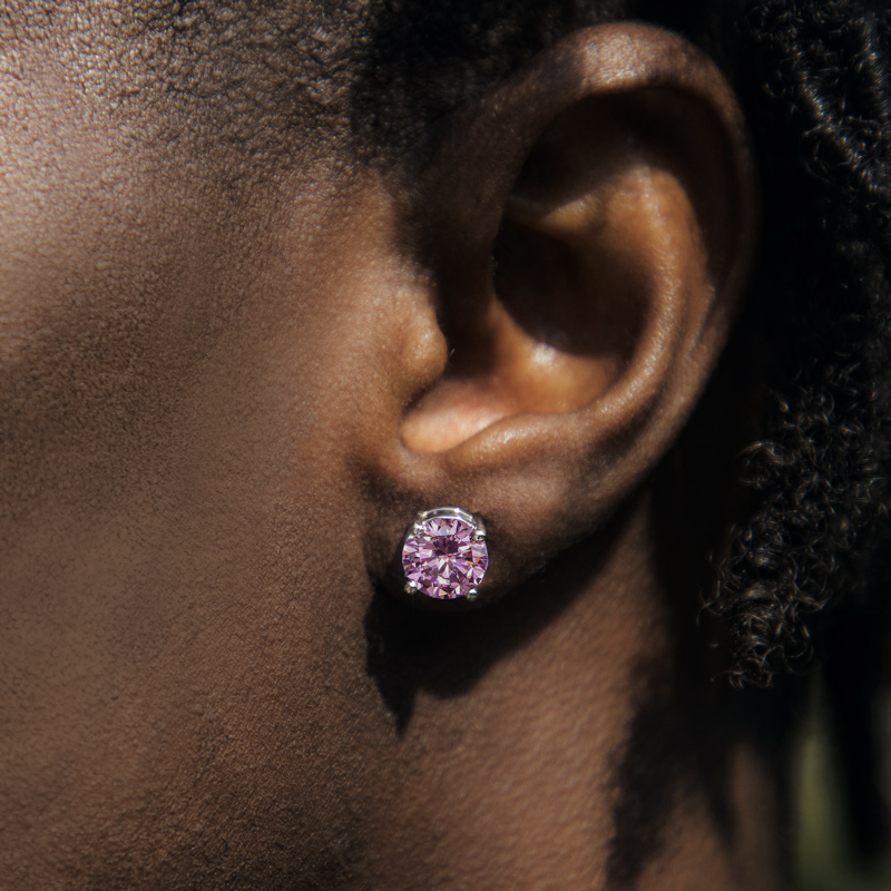 L-rhodolite Round Cut Stud Earrings Bold Statement Style With Street Luxury - Image 4