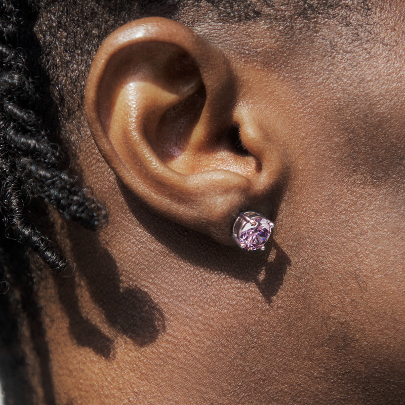 L-rhodolite Round Cut Stud Earrings Bold Statement Style With Street Luxury - Image 5