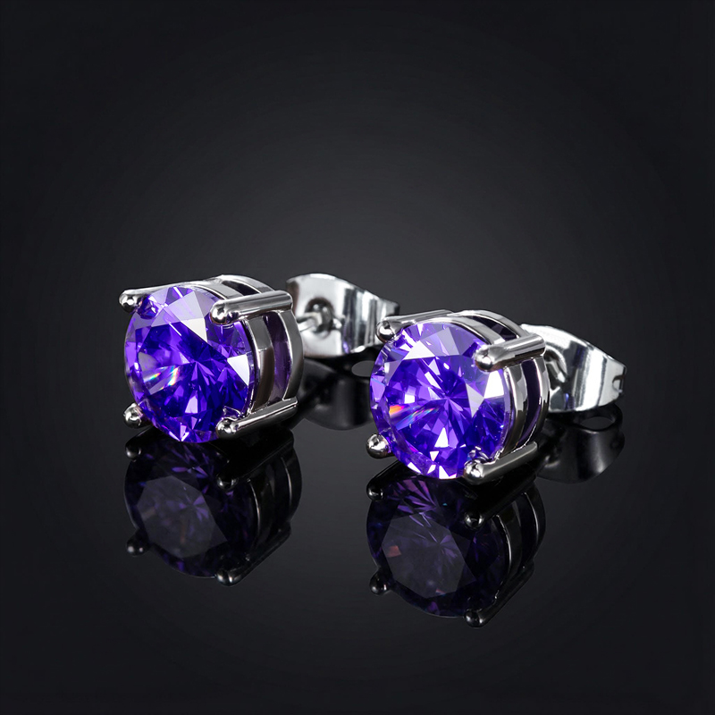 Violet Round Cut Stud Earrings Bold Statement Style With Street Luxury - Image 4