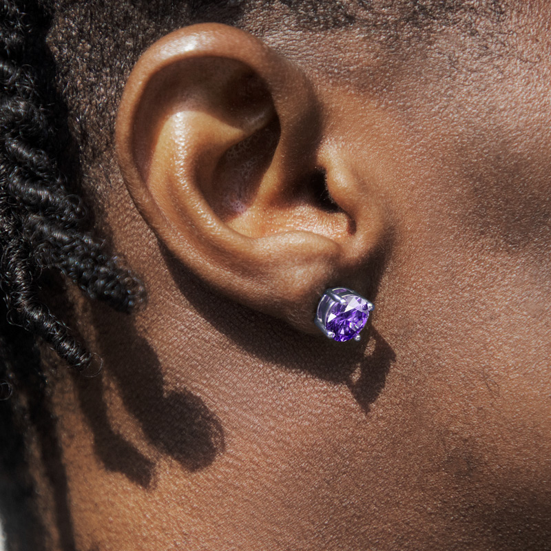 Violet Round Cut Stud Earrings Bold Statement Style With Street Luxury - Image 6