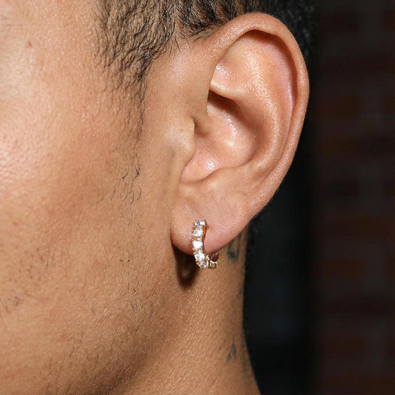 Iced Out Hoop Earring In 18k Gold Gold Shine With Street Luxury - Image 3