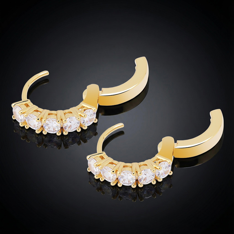 Iced Out Hoop Earring In 18k Gold Gold Shine With Street Luxury - Image 4