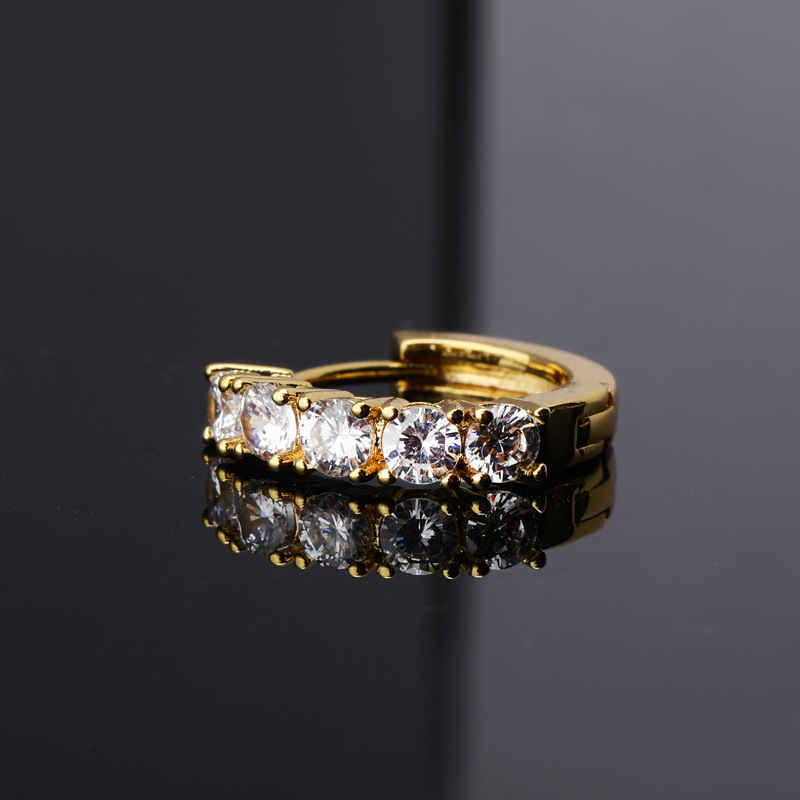 Iced Out Hoop Earring In 18k Gold Gold Shine With Street Luxury - Image 5