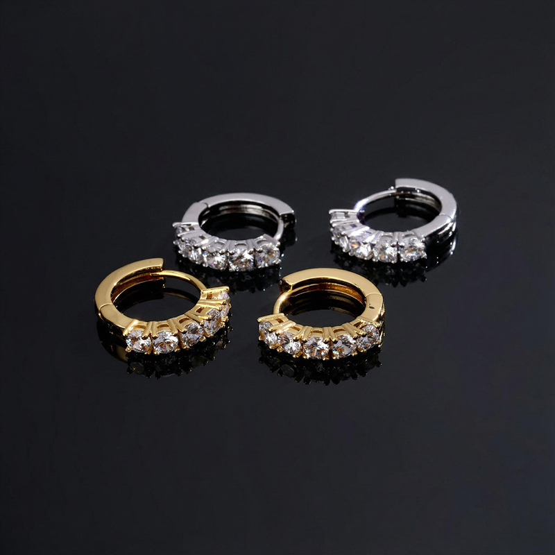 Iced Out Hoop Earring In 18k Gold Gold Shine With Street Luxury - Image 6
