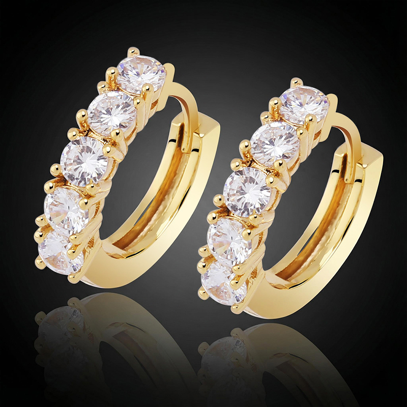 Iced Out Hoop Earring In 18k Gold Gold Shine With Street Luxury