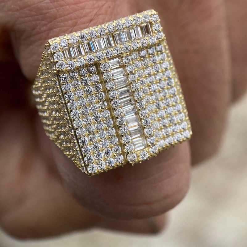 Baguette Cut Alphabet Letters Ring In Gold With Street Luxury Shine - Image 8