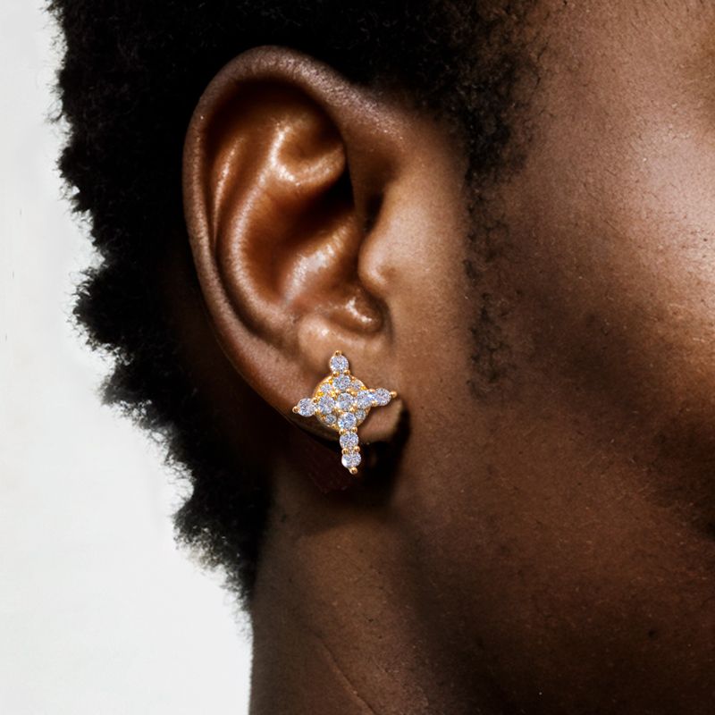 Iced Out Cross Magnetic Earring Moissanite With Street Luxury Shine