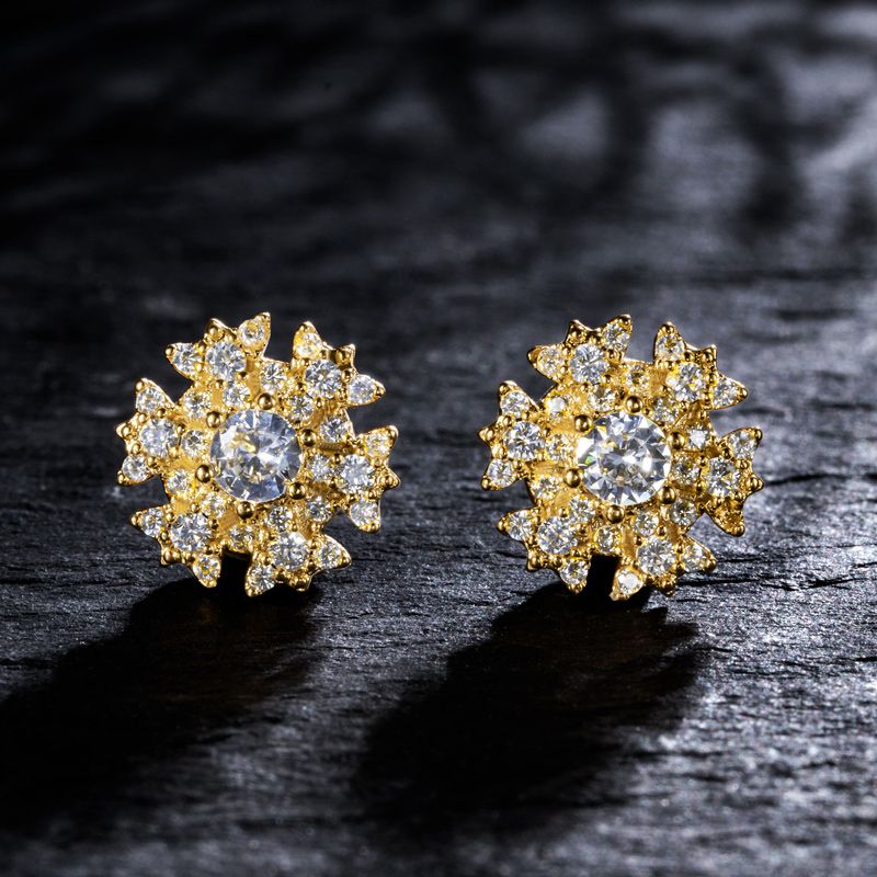 Iced Out Snowflake Magnetic Stud Earring Silver With Street Luxury Shine - Image 5
