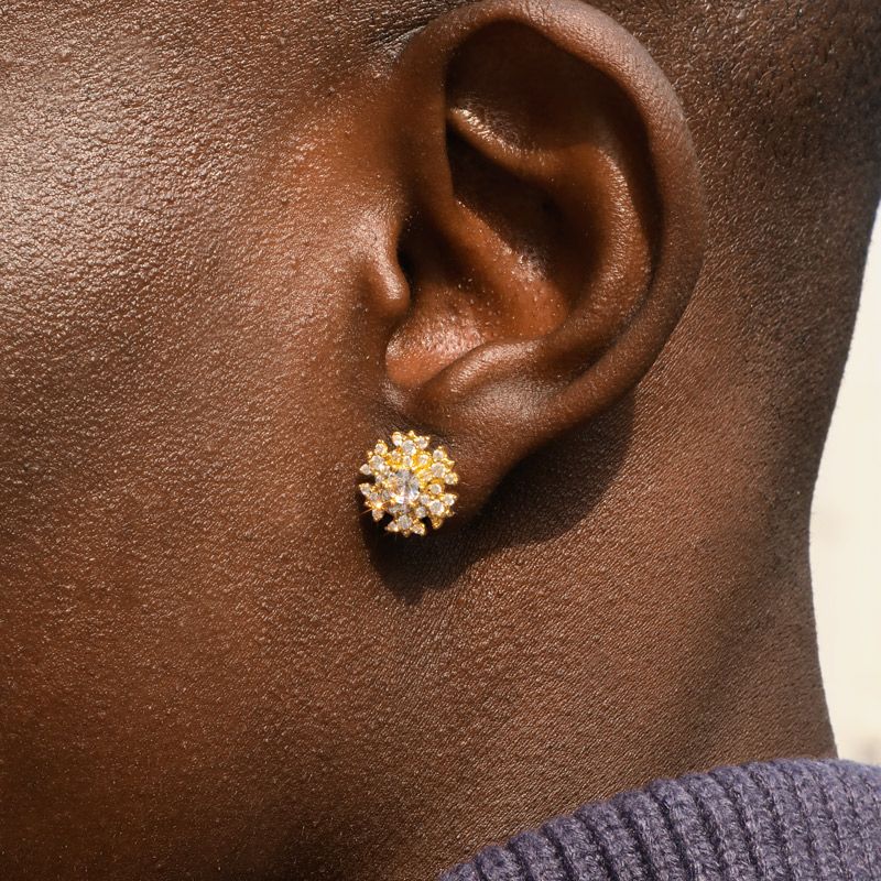Iced Out Snowflake Magnetic Stud Earring Silver With Street Luxury Shine - Image 6