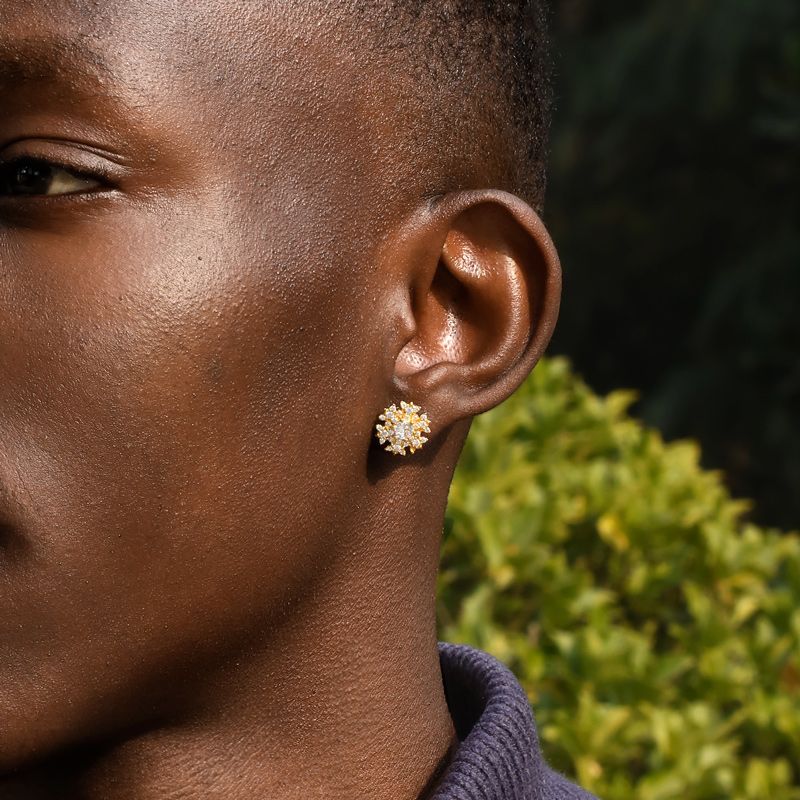 Iced Out Snowflake Magnetic Stud Earring Silver With Street Luxury Shine - Image 8
