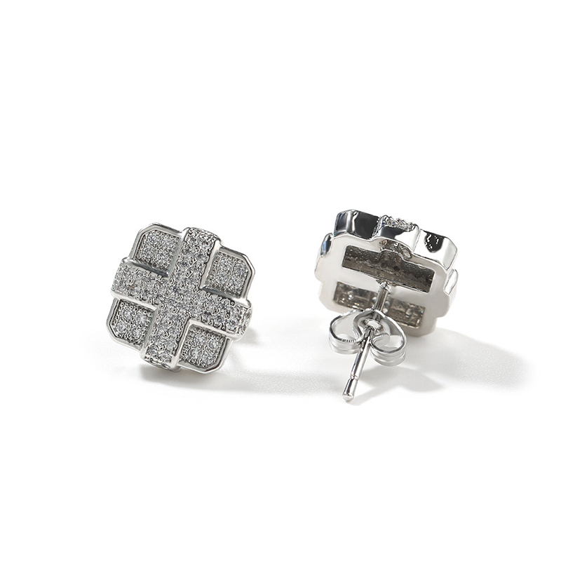 Dazzling Square Cross Stud Earring Bold Statement Style With Street Luxury - Image 3