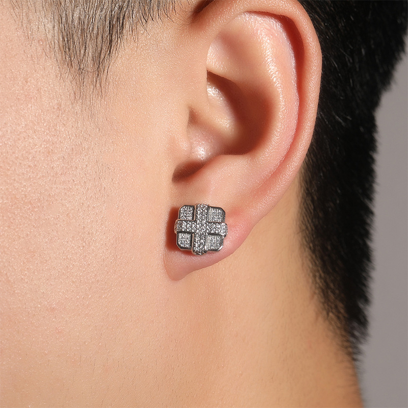 Dazzling Square Cross Stud Earring Bold Statement Style With Street Luxury - Image 4