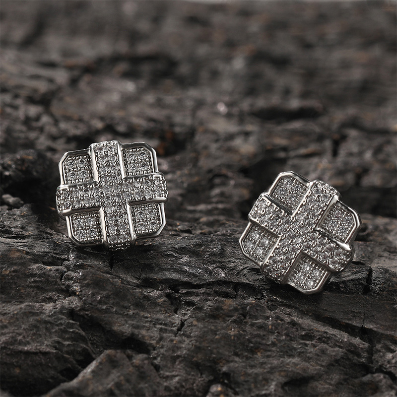 Dazzling Square Cross Stud Earring Bold Statement Style With Street Luxury - Image 5