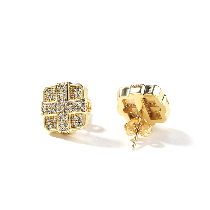 Dazzling Square Cross Stud Earring Bold Statement Style With Street Luxury - Image 6