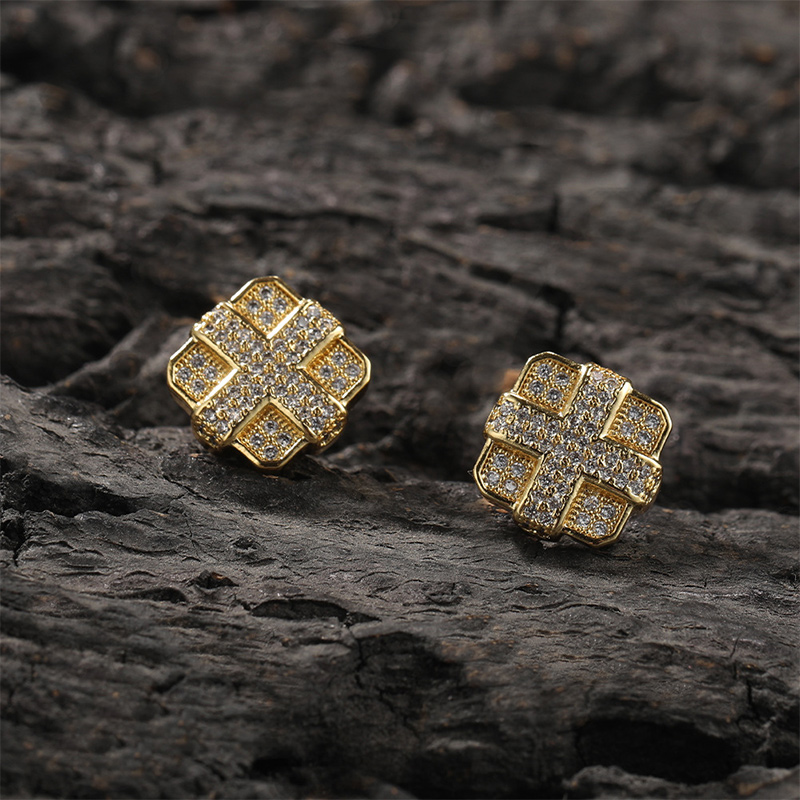 Dazzling Square Cross Stud Earring Bold Statement Style With Street Luxury